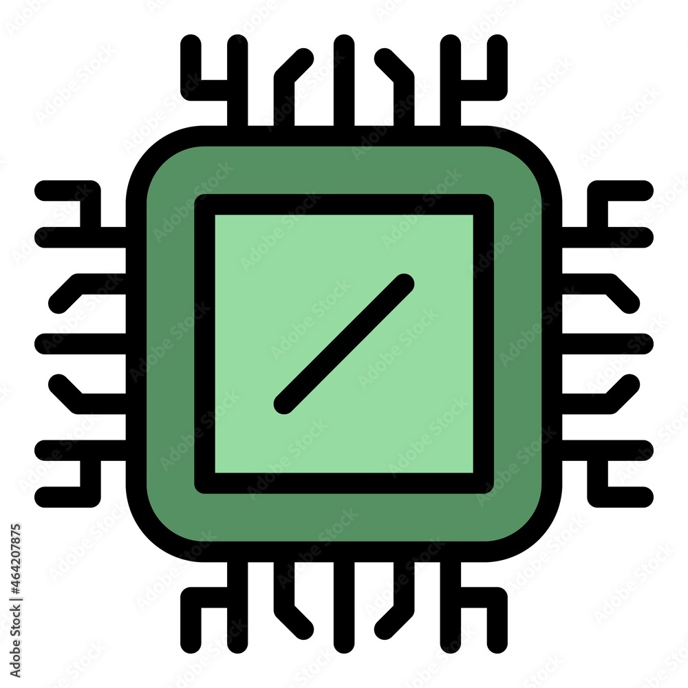 Poster think cpu icon. outline think cpu vector icon color flat isolated