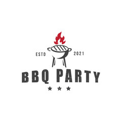 Vintage Grill with BBQ Party Logo, This logo is suitable for community, rescue, shop related
