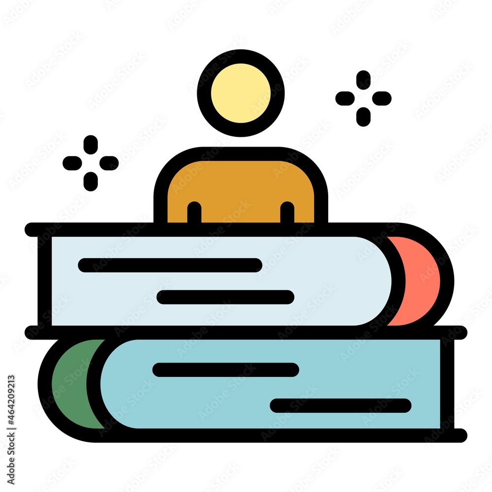 Poster game book stack icon. outline game book stack vector icon color flat isolated