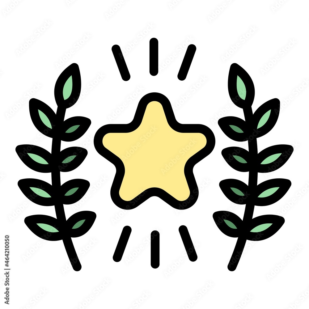 Poster star game laurel icon. outline star game laurel vector icon color flat isolated