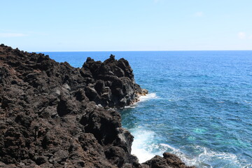The lava formations of the coast of the island of Pico, Azores