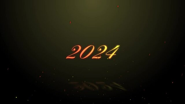 炎と共に出現し消える文字「2024」