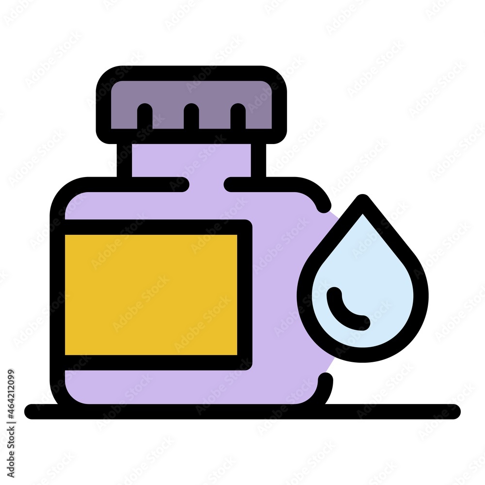 Poster syrup container icon. outline syrup container vector icon color flat isolated