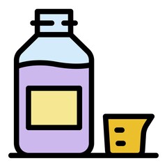 Dose syrup bottle icon. Outline dose syrup bottle vector icon color flat isolated