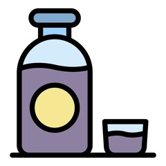 Water cough syrup icon. Outline water cough syrup vector icon color flat isolated