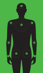 Vector anatomical human target. Green background. - obrazy, fototapety, plakaty