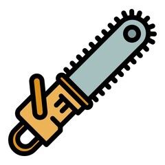 Carpentry chainsaw icon. Outline carpentry chainsaw vector icon color flat isolated