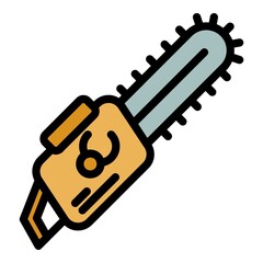 Chainsaw equipment icon. Outline chainsaw equipment vector icon color flat isolated