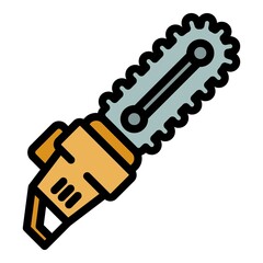 Chainsaw cuter icon. Outline chainsaw cuter vector icon color flat isolated
