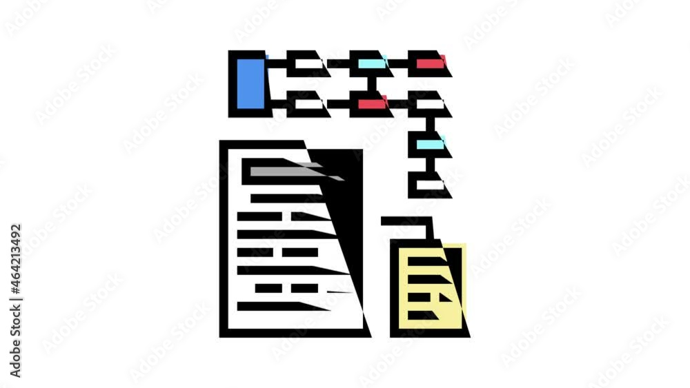 Poster planning and reporting animated color icon. planning and reporting sign. isolated on white backgroun