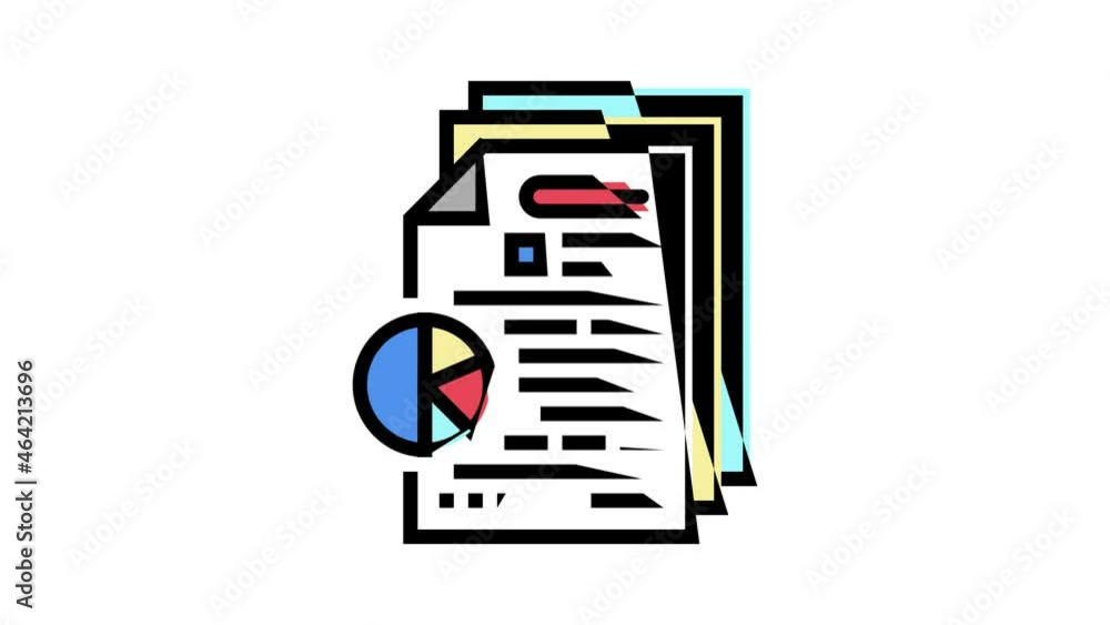 Poster researching financial audit and chart animated color icon. researching financial audit and chart sig