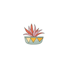 Cute green succulent in plant pot, vector illustration isolated on white. Web or print icon