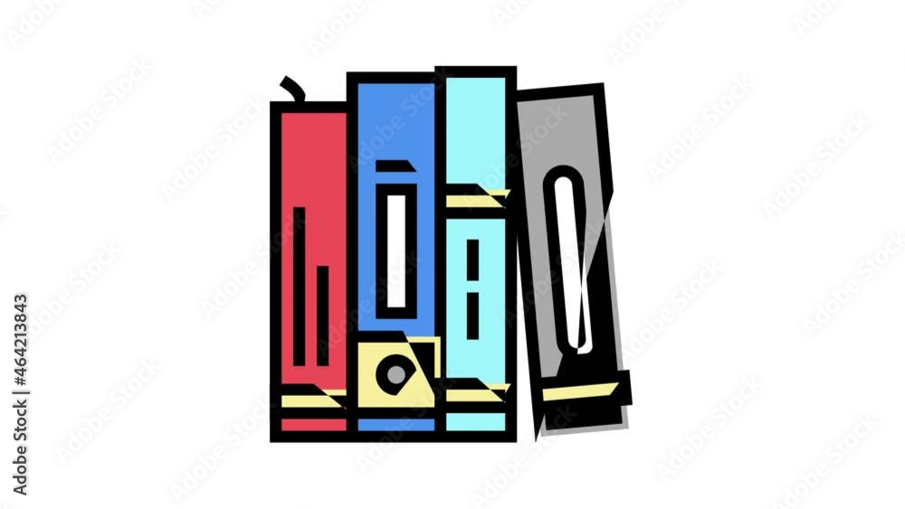 Poster financial report folder animated color icon. financial report folder sign. isolated on white backgro