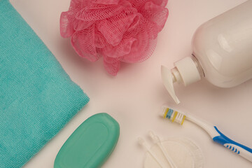 Obraz na płótnie Canvas soap toothbrush hygiene health bathroom items