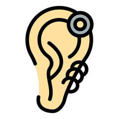 Steel ear piercing icon. Outline steel ear piercing vector icon color flat isolated