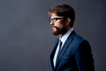 The man in a suit with glasses success Job isolated background