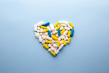 Multi-colored pills in the form of a heart. Lots of.Overdose of pills. Medicines. Multicolored Pills Medicines Many Multicolored Pills Background Medicines
Flu treatment. Coronavirus