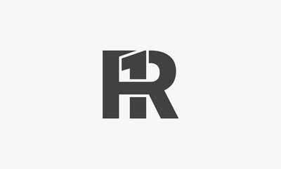 R1 or 1R letter logo concept isolated on white background.