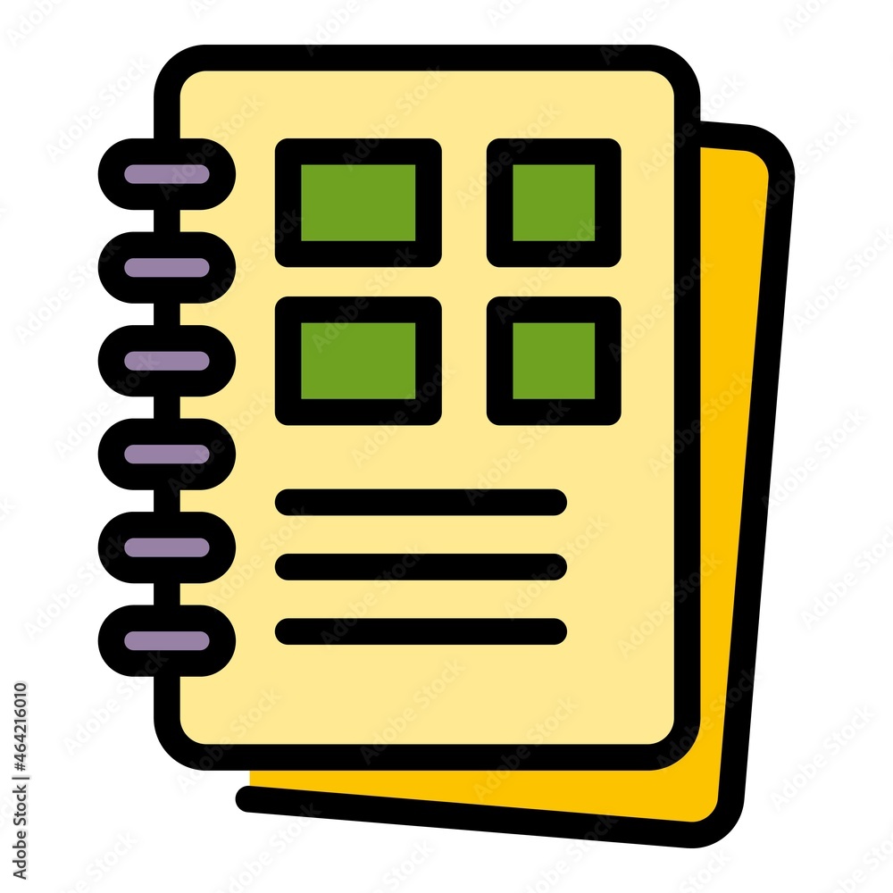 Poster polygraphy notebook icon. outline polygraphy notebook vector icon color flat isolated