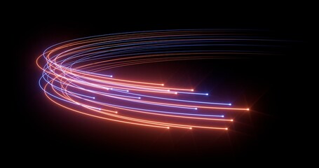 Light particles in motion. Red and blue circular path.  © Negro Elkha