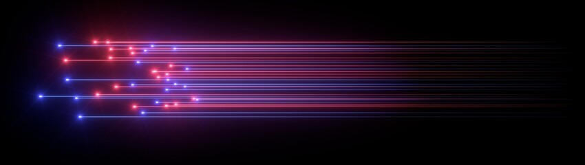 Speed of light concept. Pink and blue rays. 