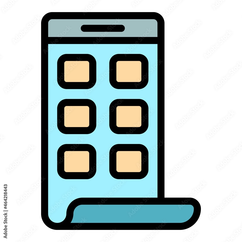 Poster curve screen phone icon. outline curve screen phone vector icon color flat isolated