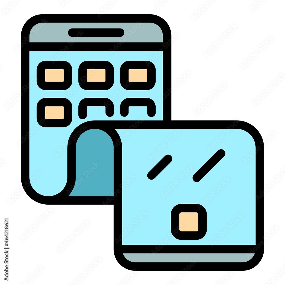 Poster flex phone cellular icon. outline flex phone cellular vector icon color flat isolated