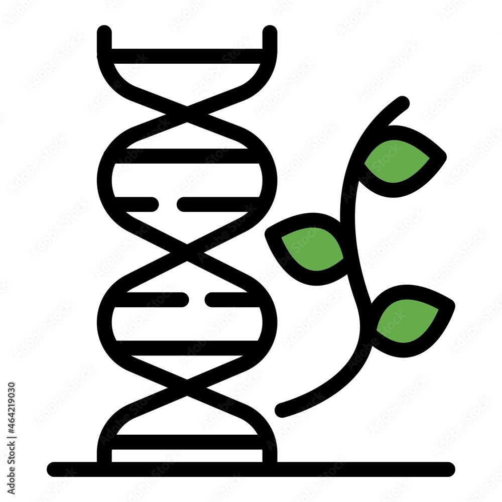 Poster dna chain and twig icon. outline dna chain and twig vector icon color flat isolated