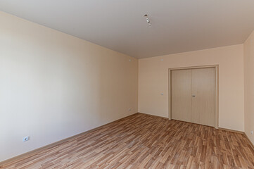 Russia, Moscow- May 03, 2020: interior room apartment modern bright cozy atmosphere. general cleaning, home decoration, preparation of house for sale. empty room renovated