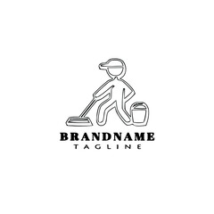 caretaker logo cartoon icon design template black cute vector illustration