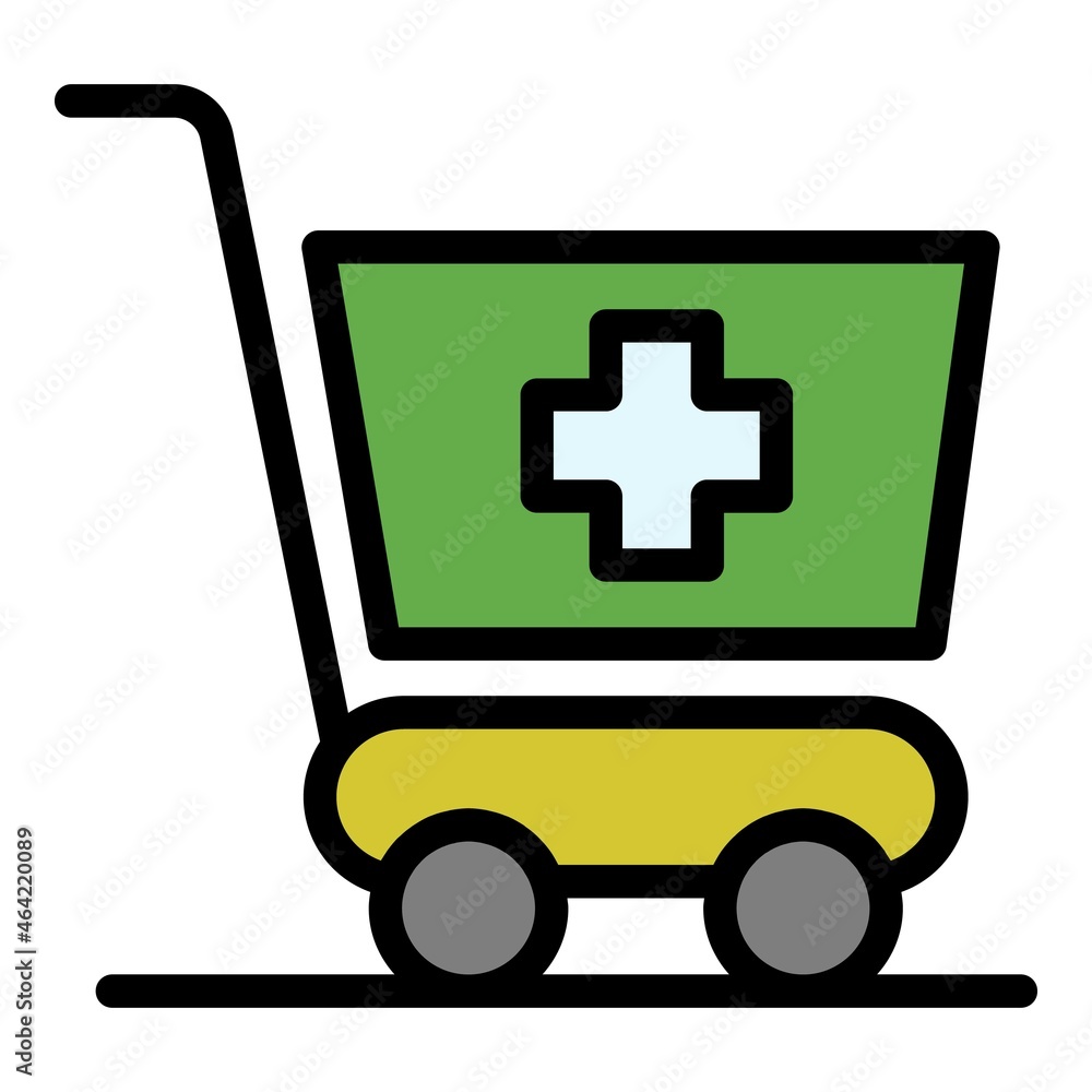 Poster shopping cart with a cross icon. outline shopping cart with a cross vector icon color flat isolated