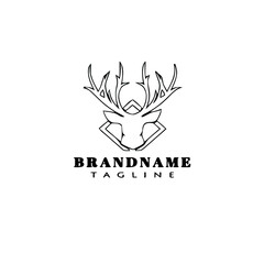 deer or caribou logo cartoon icon design template black isolated illustration