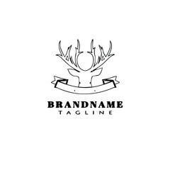 deer or caribou logo cartoon icon design template black isolated vector illustration