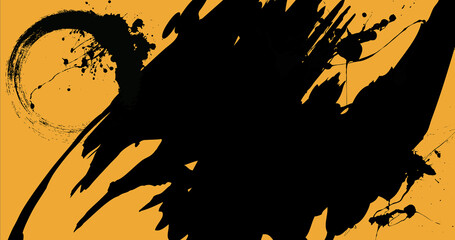 Abstract background wallpaper ink brush artwork _Zen Orange