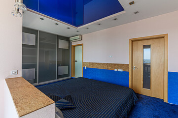 Russia, Moscow- May 03, 2020: interior room apartment modern bright cozy atmosphere. general cleaning, home decoration, preparation of house for sale