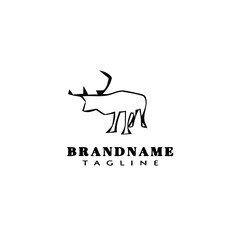 cute deer or caribou logo cartoon icon design template black isolated vector illustration