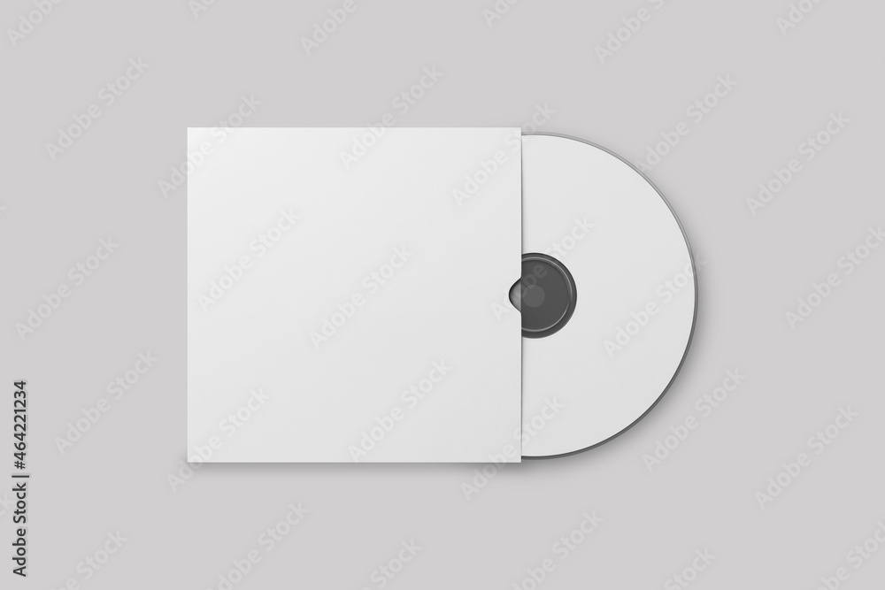 Poster empty blank cd cover mock up isolated on a grey background. 3d rendering.
