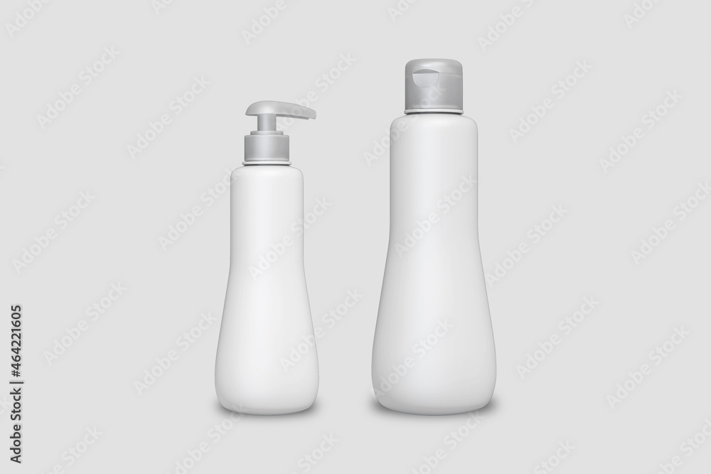 Aufkleber empty blank cosmetic bottle set mock up isolated on a gray background. 3d rendering.