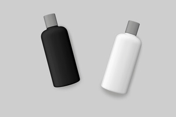 Empty Blank Cosmetic Bottle or Jar Mockup. Minimalist empty blank cosmetic bottle or jar mockup isolated on neutral grey background. Realistic 3D rendering suitable for cosmetic , skincare,  haircare 