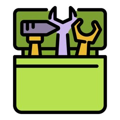 Toolbox icon. Outline toolbox vector icon color flat isolated
