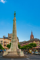 Great view of the famous historic Unity Monument (Einheitsdenkmal), on the square Paulsplatz in...