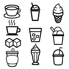 Set of drinks icon. Vector illustration thin line style. Suitable for web icons, logo, and creative design