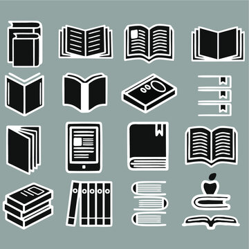 Set of books icons. Vector illustration thin line style. Suitable for logo, school or office icon, clip art, and creative design