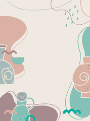 Abstract art templates with vases. Vector background. Illustration for mobile apps, social media posts, designs, banners and advertisements.
