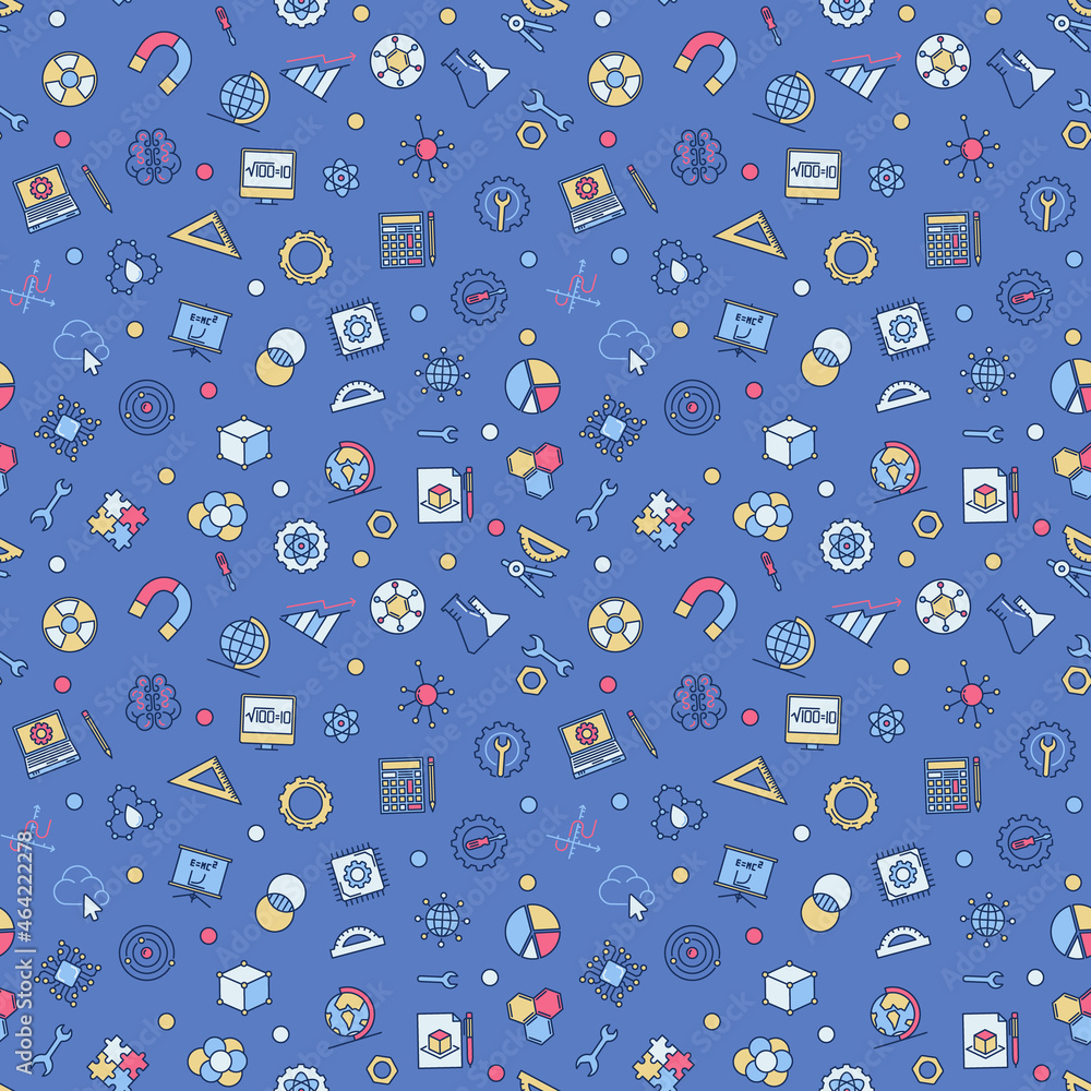 Poster stem concept seamless pattern vector colored background