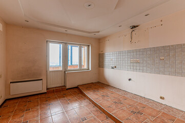 Russia, Moscow- May 03, 2020: interior room apartment modern bright cozy atmosphere. general cleaning, home decoration, preparation of house for sale. empty room renovated