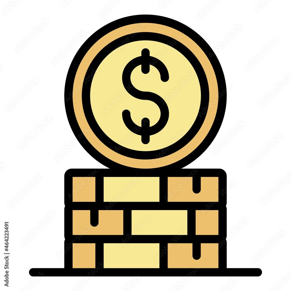 Poster stack of coins icon. outline stack of coins vector icon color flat isolated