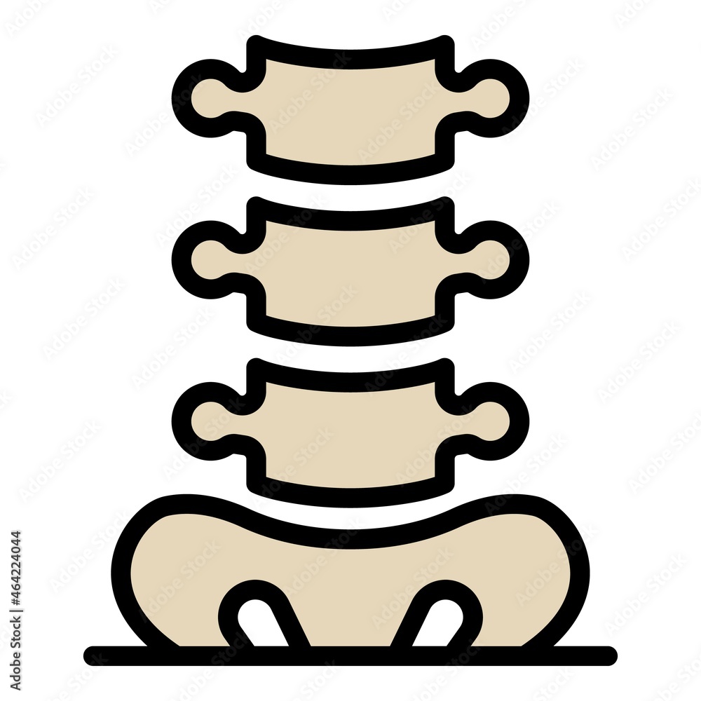 Poster tailbone and spine icon. outline tailbone and spine vector icon color flat isolated