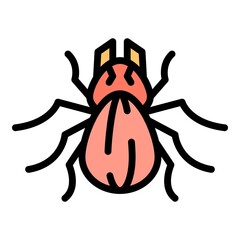 Bug icon. Outline bug vector icon color flat isolated