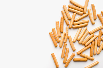 Bread sticks on a white background. Bakery products. Bakery. 